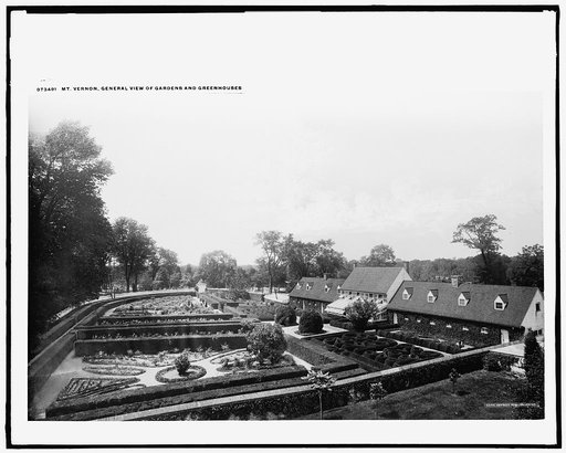 Mt. Vernon, general view of gardens and greenhouses
