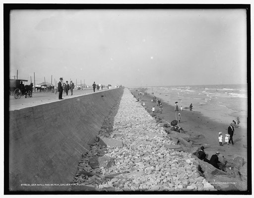 Seawall and beach, Galveston, Texas