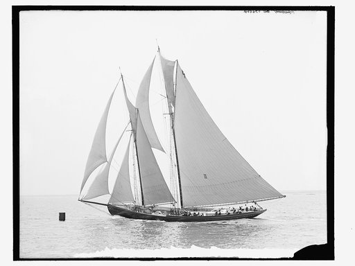 Fishing smacks [i.e. schooner]- "Jessie Costa" rounding buoy off Minot's Light