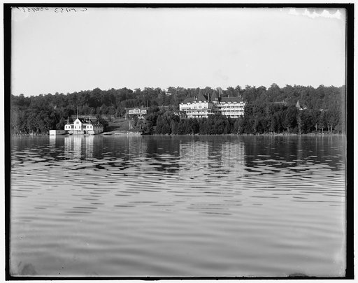Upper Saranac Lake, the Wawbeek Inn from the lake, Adirondacks, N.Y.
