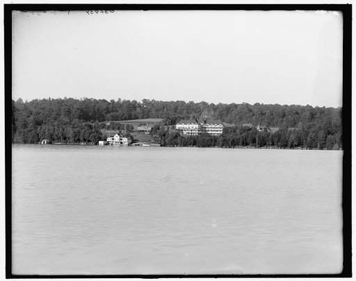Upper Saranac Lake, the Wawbeek Inn from the lake, Adirondacks, N.Y.