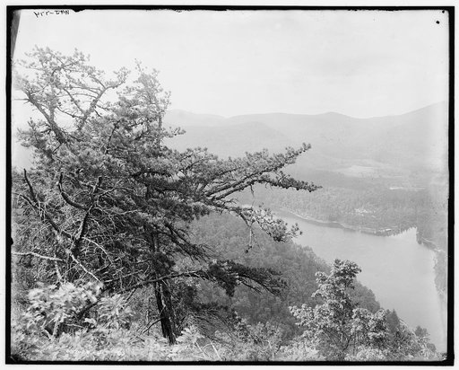 Fairfield Lake and Chimney Top from Bald Face, Sapphire, N.C.