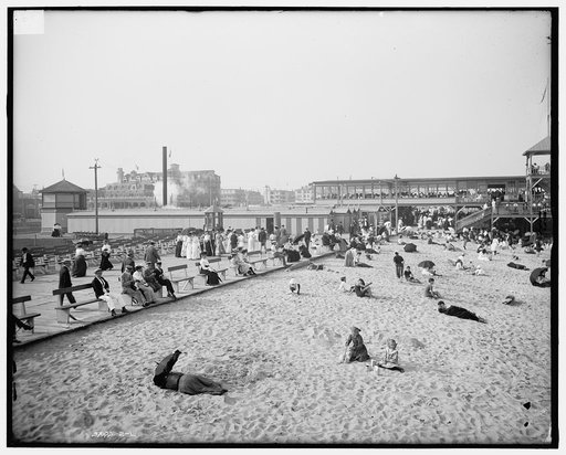 Pavilion & beach, Asbury Park, N.J.