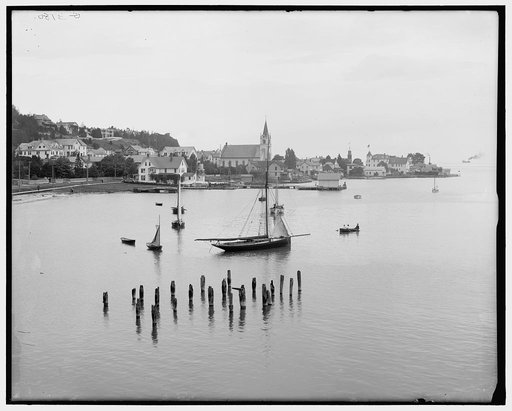 Mission Point and dock, Mackinac Island, Mich.