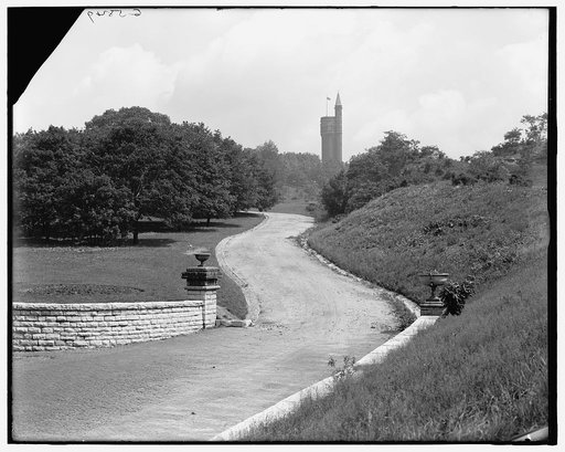 Eden Park, the water tower from the boulevard, Cincinnati, Ohio