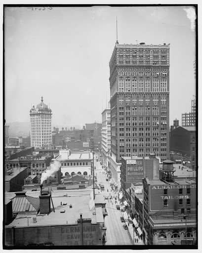 Wood Street and the Farmer's Bank, Pittsburgh, Pa.
