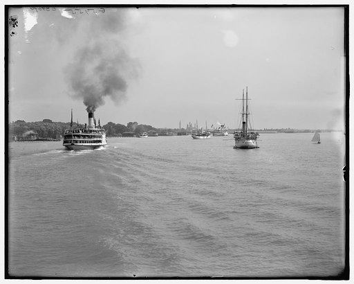 Up the river from Belle Isle Bridge (Parke Davis Excursion), Detroit, Mich.
