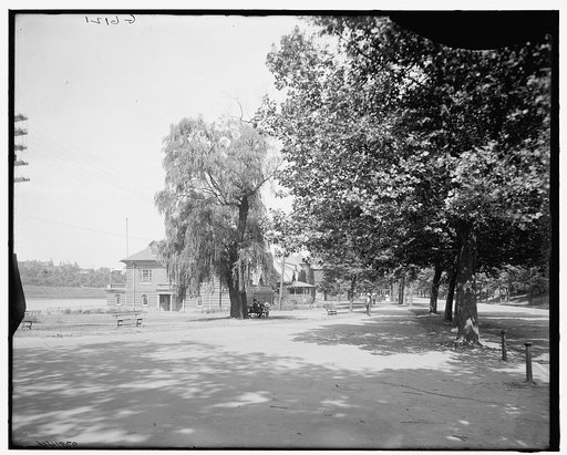 Boat houses on Schuylkill, from the drive, Fairmount Park, Philadelphia, Pa.