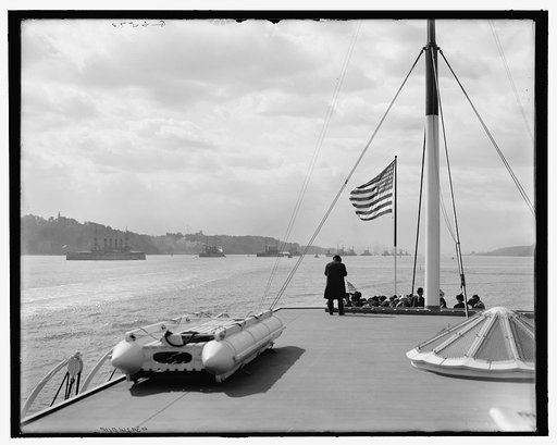 Line of battleships up the Hudson, New York, N.Y.