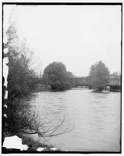 Huron River and bridge (below depot), Arbor, Mich.