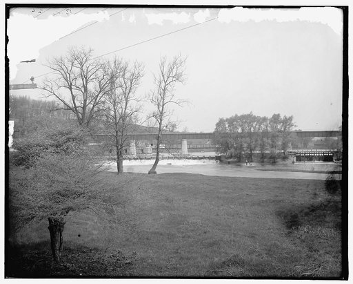 Huron River, railroad bridge and dam, Ann Arbor, Mich.