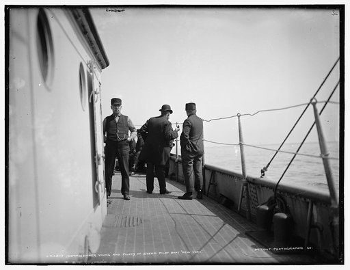 Commissioner Young and pilots on steam pilot boat New York
