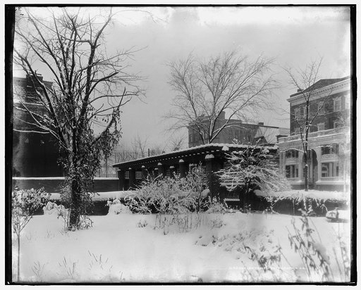 Garden arbor in snow