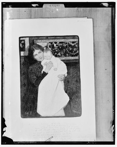 Woman, probably mother, holding baby