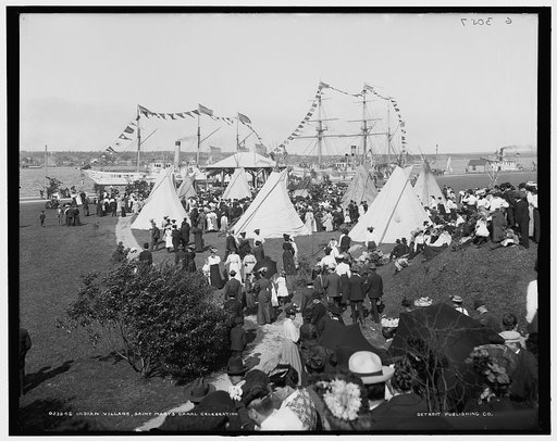 Indian village, Saint Marys [sic] Canal celebration, Sault Ste. Marie, Mich.
