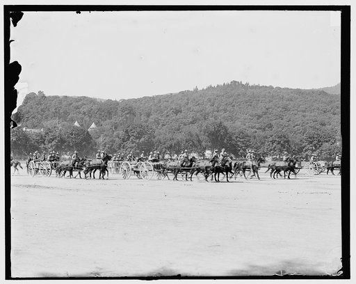 Light artillery drill, horse battery, wheeling into line, West Point, N.Y.