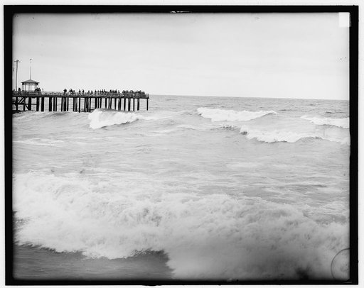 Watching the surf from ocean pier, Asbury Park, N.J.