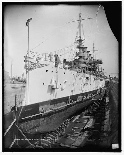 U.S.S. Maryland in dry dock, Charlestown Navy Yard