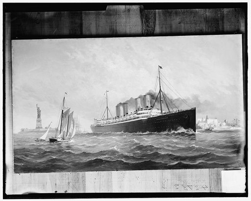 Hamburg-American S.S. Co., S.S. Deutschland leaving New York harbor