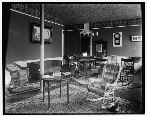 Parlor with piano, probably Ypsilanti, Michigan