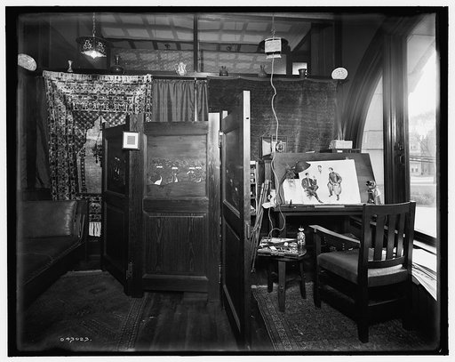 Office, furnishings and artist easel at Mulford & Petry Co., Detroit, Mich.