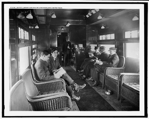 Buffet library car on a deluxe overland limited train