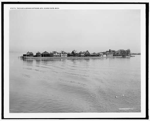 The Old club and cottages, Ste. Claire [sic] Flats, Mich.