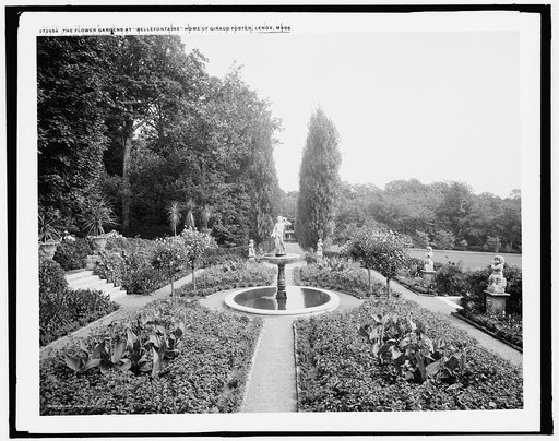The Flower gardens at Bellefontaine, country home of Giraud Foster, Lenox, Mass.