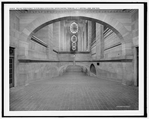 Incline from subway to suburban concourse, Grand Central Terminal, N.Y. Central Lines, New York