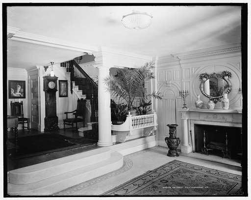 Reception hall, four-story townhouse, possibly New York, N.Y.