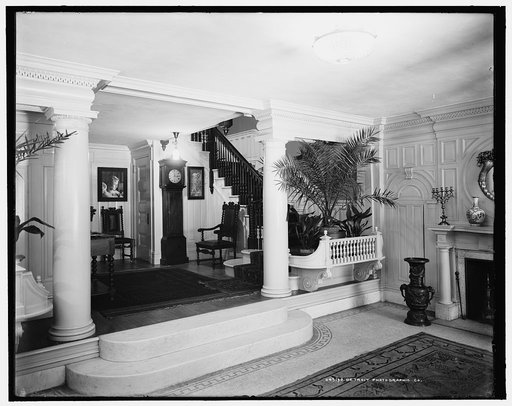 Reception hall, four-story townhouse, possibly New York, N.Y.