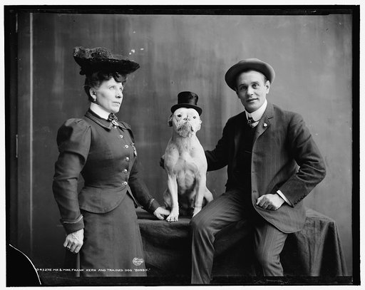 Mr. and Mrs. Frank Kern and trained dog Bobbie