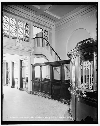 Stairway leading to director's room, 34th St. [Thirty-fourth Street] National Bank, New York City