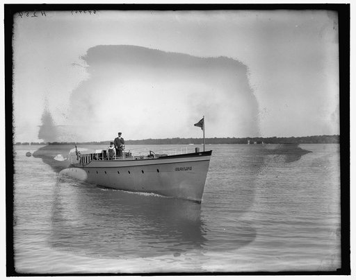 Motor boat Grayling, bow view