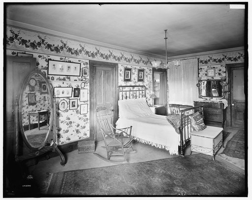 Douglas residence, bedroom with cheval glass, Detroit, Mich.