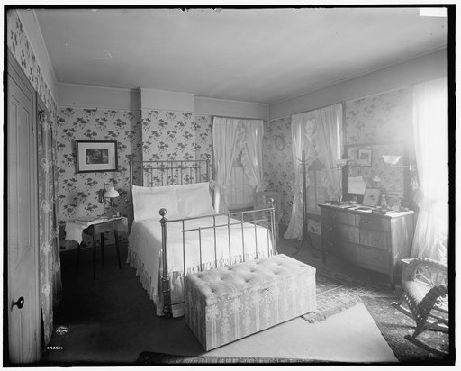 Douglas residence, bedroom with hat tree, Detroit,Mich.