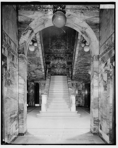 Stairway, main corridor, Majestic B. [Building], Detroit, Mich.