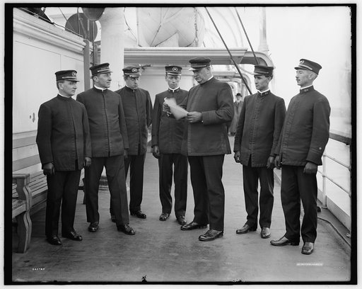 Group of officers on deck, Greenwich, Conn.