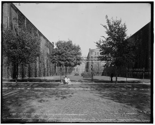 View between warehouses, Walker distillery, Walkerville, Ont.