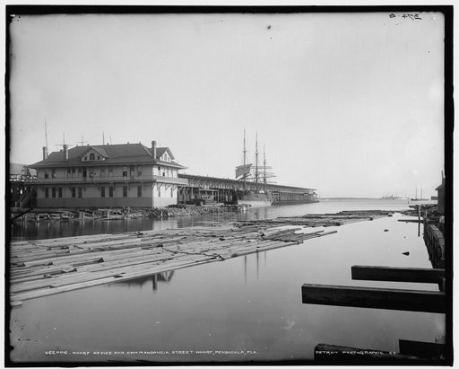 Wharf office and Commandancia Street wharf, Pensacola, Fla.