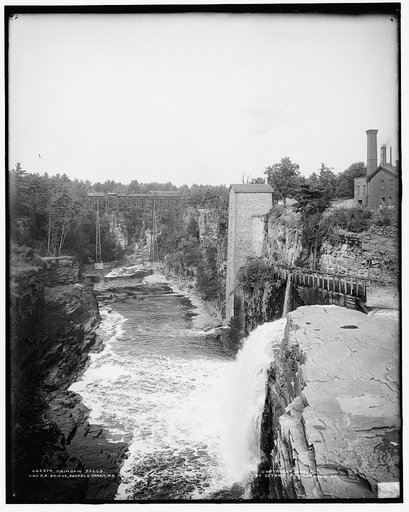 Rainbow Falls and R.R. bridge, Ausable Chasm, N.Y.