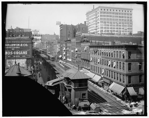 Elevated railroad, Wabash Avenue, Chicago, Ill.