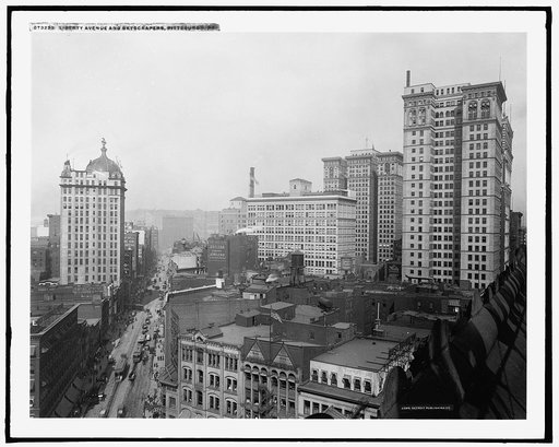 Liberty Avenue and skyscrapers, Pittsburgh, Pa.
