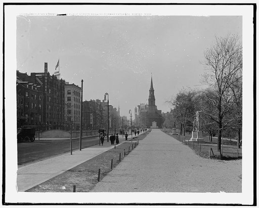 Boylston Street and the Public Garden, showing subway entrance, Boston, Mass.