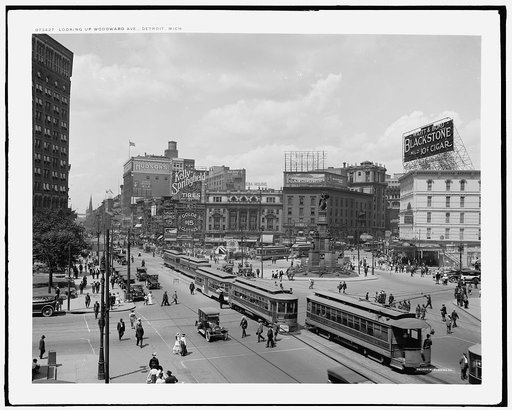Looking up Woodward Ave., Detroit, Mich.