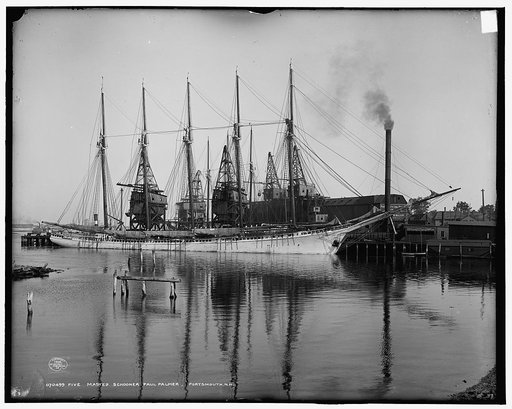 Five-masted schooner, Paul Palmer, Portsmouth, N.H.