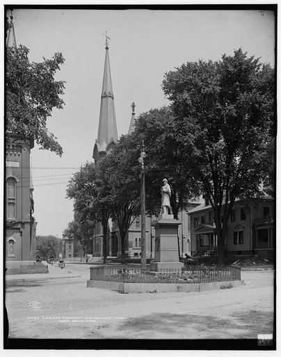 Soldiers' Monument and Methodist church, North Adams, Mass.