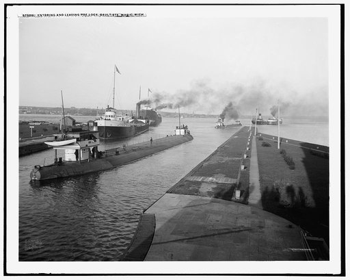 Entering and leaving Poe Lock, Sault Ste. Marie, Mich.