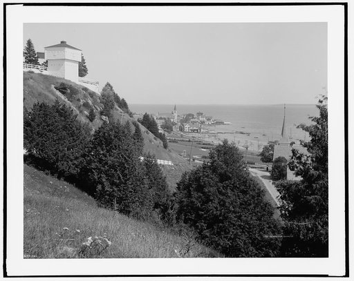 Old block house and harbor, Fort Mackinac, Mackinac Island, Mich.