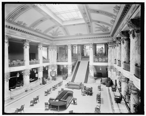 Lobby and grand staircase, Jefferson Hotel, Richmond, Va.